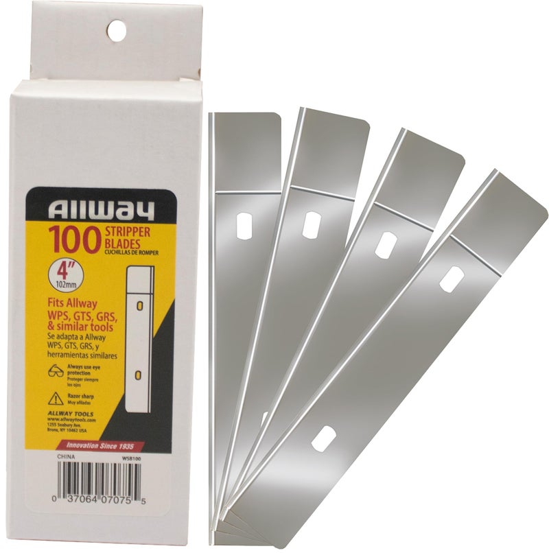 ALLWAY WSB100 Replacement Scraper Blade, 4", 100 Pack - Image 1